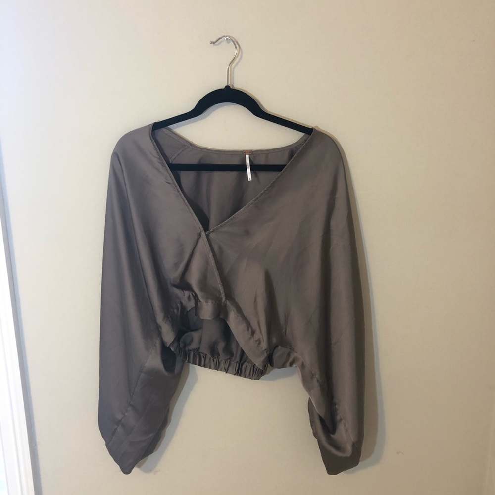 Free People Brown V Neck Top